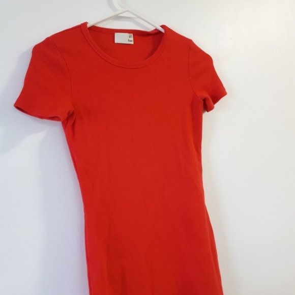 Neon Orange Ribbed Dress - Picture 2 of 2